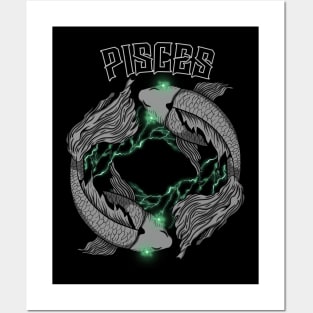 Lightning Pisces (Green) Posters and Art